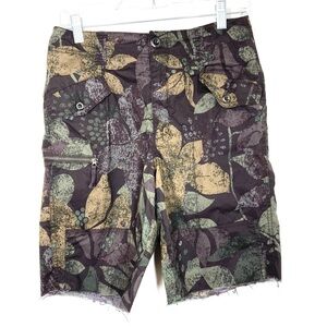 Anthropologie Floral Cargo Shorts Ripley Moss Cut Off  27 Cotton